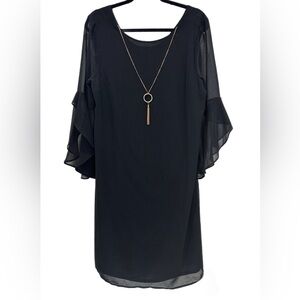 NWT Thalia Sodi Necklace black Shift Dress with sheer sleeves RETAIL $90